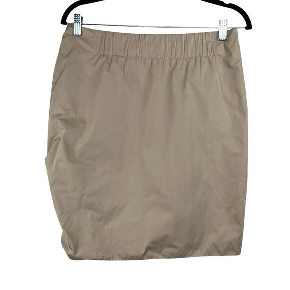 Yigal Azrouel Tan Asymmetric Ruched Side Back Elastic Waist Mini Skirt 6/Med - Picture 2 of 11